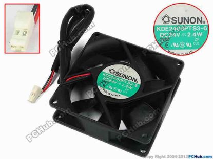 77471 SUNON KDE2408PTS3-6 Server - Square Fan sq80x80x25, w385x2x2, 24V 2.4W  SUNON KDE2408PTS3-6 Server - Square Fan 