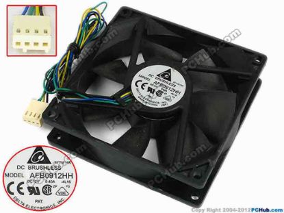 77527 Delta Electronics AFB0912HH Server - Square Fan -4L16, sq90x90x25, w435x4x4, 12V 0.40A Delta Electronics AFB0912HH Server - Square Fan 