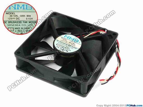 77612 NMB-MAT / Minebea 3610KL-04W-B59 Server - Square Fan L57, sq92x92x25, 3-wire, DC12V 0.43A NMB-MAT / Minebea 3610KL-04W-B59 Server - Square Fan 