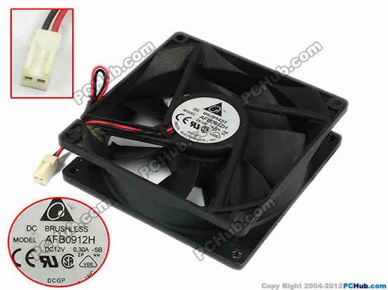77648 Delta Electronics AFB0912H Server - Square Fan -SB, sq92x92x25, w75x2x2, 12V 0.30A Delta Electronics AFB0912H Server - Square Fan 