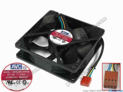 77705 AVC DS09225R12HP035 Server - Square Fan sq92x92x25, w155x4x4, 12V 0.41A AVC DS09225R12HP035 Server - Square Fan 