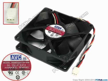 77711 AVC DS09225S12H-009 Server - Square Fan sq92x92x25, w165x3x3, 12V 0.41A AVC DS09225S12H-009 Server - Square Fan 
