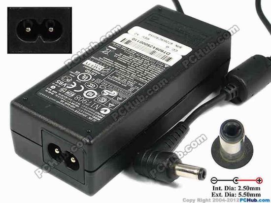 77749 Delta Electronics ADP-65JH AB AC Adapter- Laptop 19V 3.42A, 5.5/2.5mm, 2-Prong Delta Electronics ADP-65JH AB AC Adapter- Laptop <b>»In stock now ready to ship in 24 hours</b>. 
<p><span id="ctl00_ContentPlaceHolder1_ItemDesc1_Label19" class="span11"></span></p><span id="ctl00_ContentPlaceHolder1_ItemDesc1_lblItemDescription" style="font: normal normal normal 12px/20px verdana, arial, helvetica, sans-serif; color: #111111; ">
<p style="padding-bottom: 0px; margin: 0px; padding-left: 0px; padding-right: 0px; padding-top: 0px"><span id="ctl00_ContentPlaceHolder1_ItemDesc1_lblItemDescription" style="padding-bottom: 0px; margin: 0px; padding-left: 0px; padding-right: 0px; padding-top: 0px">Input : 100-240V 1.5A, 50/60Hz <br style="padding-bottom: 0px; margin: 0px; padding-left: 0px; padding-right: 0px; padding-top: 0px" />
Output : 19V 3.42A 90W </span></p>
<div>Connecter size: Int. Diameter:  2.50mm    <br style="padding-bottom: 0px; margin: 0px; padding-left: 0px; padding-right: 0px; padding-top: 0px" />
                             Ext. Diameter:  5.50mm<br style="padding-bottom: 0px; margin: 0px; padding-left: 0px; padding-right: 0px; padding-top: 0px" />
                       <br style="padding-bottom: 0px; margin: 0px; padding-left: 0px; padding-right: 0px; padding-top: 0px" />
Dimension: 108 x 46 x 30mm<br style="padding-bottom: 0px; margin: 0px; padding-left: 0px; padding-right: 0px; padding-top: 0px" />
<br style="padding-bottom: 0px; margin: 0px; padding-left: 0px; padding-right: 0px; padding-top: 0px" />
<br style="padding-bottom: 0px; margin: 0px; padding-left: 0px; padding-right: 0px; padding-top: 0px" />
**When buying any compatible AC adapter, please take note the type of power cord(2 or 3-prong) used.<br style="padding-bottom: 0px; margin: 0px; padding-left: 0px; padding-right: 0px; padding-top: 0px" />
<br style="padding-bottom: 0px; margin: 0px; padding-left: 0px; padding-right: 0px; padding-top: 0px" />
***Please take note, 2 wire AC <a href="http://www.pchub.com/uph/category/356/Power-Core.html" style="padding-bottom: 0px; margin: 0px; padding-left: 0px; padding-right: 0px; padding-top: 0px"><font color="#0066cc">power cord</font></a> not included.</div></span>
