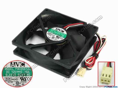 77750 AVC F9025S12L Server - Square Fan sq92x92x25, w360x3x3, 12V 0.15A AVC F9025S12L Server - Square Fan 