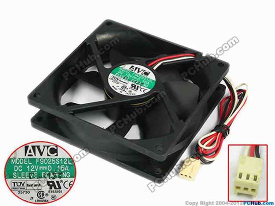 77750 AVC F9025S12L Server - Square Fan sq92x92x25, w360x3x3, 12V 0.15A AVC F9025S12L Server - Square Fan 