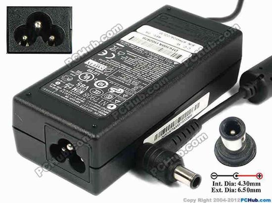 77776 Delta Electronics ADP-65JH DB AC Adapter- Laptop 19V 3.42A, 6.5/4.3mm With Pin, 3-Prong Delta Electronics ADP-65JH DB AC Adapter- Laptop <div>»In stock now ready to ship in 24 hours.&nbsp;</div>
<div><br />
</div>
<div>Model: ADP-65JH DB</div>
<div><br />
</div>
<div>INPUT: 100-240V~1.5A, 50-60Hz&nbsp;</div>
<div>OUTPUT: 19V 3.42A 65W</div>
<div>Connecter size: Int. Diameter: 4.30mm&nbsp;</div>
<div>Ext. Diameter: 6.50mm</div>
<div><br />
</div>
<div><br />
</div>
<div>Dimensions: 108 X 46 X 30 mm</div>
<div><br />
</div>
<div>*Please take note, 3 wire AC power cord not included.</div>