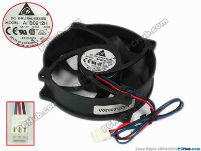 77800 Delta Electronics AFB0912H Server - Round Fan -5H99, dia95x95x25, w205x3x3, 12V 0.30A Delta Electronics AFB0912H Server - Round Fan 