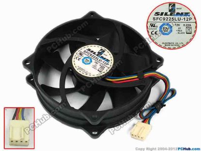 77801 Silentmatic AFC9225LU-12P Server - Round Fan dia95x95x25, w140x4x4, 12V 0.22A Silentmatic AFC9225LU-12P Server - Round Fan