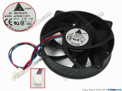77802 Delta Electronics AFB0912HH Server - Round Fan -4L2D, dia95x95x25, w150x3x3, 12V 0.40A Delta Electronics AFB0912HH Server - Round Fan 