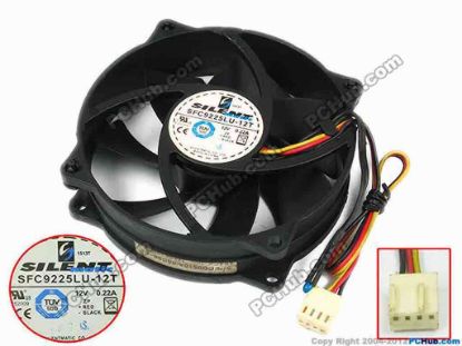 77803 Silentmatic SFC9225LU-12T Server - Round Fan dia95x95x25, w185x3x4, 12V 0.22A Silentmatic SFC9225LU-12T Server - Round Fan 