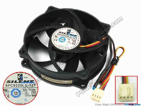 77803 Silentmatic SFC9225LU-12T Server - Round Fan dia95x95x25, w185x3x4, 12V 0.22A Silentmatic SFC9225LU-12T Server - Round Fan 