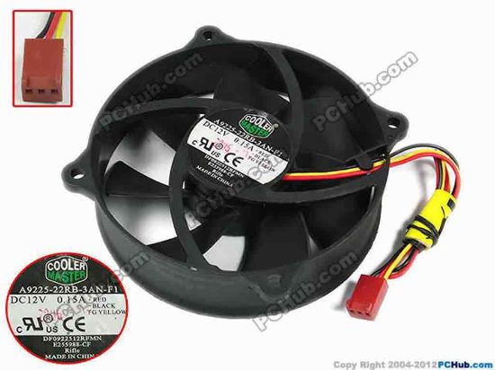 77805 Cooler Master A9225-22RB-3AN-F1 Server - Round Fan dia95x95x25, w200x3x3, 12V 0.15A Cooler Master A9225-22RB-3AN-F1 Server - Round Fan 
