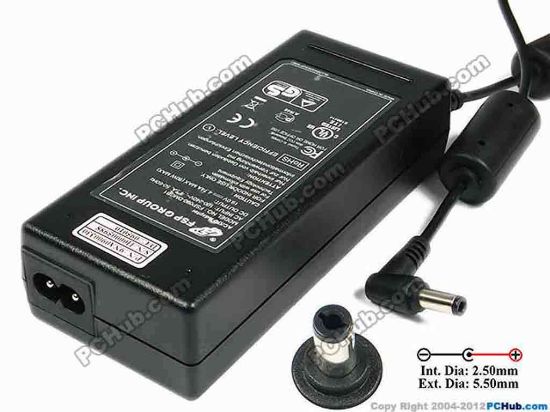 77827 FSP Group Inc FSP090-DMCB1 AC Adapter- Laptop 19V 4.74A, 5.5/2.5mm, 2-Prong FSP Group Inc FSP090-DMCB1 AC Adapter- Laptop <div>In stock now ready to ship in 24 hours.&nbsp;</div>
<div><br />
</div>
<div>Model: FSP090-DMCB1</div>
<div><br />
</div>
<div>INPUT: 100-240V~1.5A, 50-60Hz&nbsp;</div>
<div>OUTPUT: 19V 4.74A 90W MAX</div>
<div>Connecter size: Int. Diameter: 2.50mm&nbsp;</div>
<div>Ext. Diameter: 5.50mm</div>
<div><br />
</div>
<div><br />
</div>
<div>Dimensions: 133 X 58 X 32 mm</div>
<div><br />
</div>
<div>*Please take note, 3 wire AC power cord not included.</div>