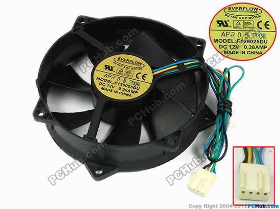 77836 Everflow F129025DU Server - Round Fan dia95x95x25, w215x4x4, 12V 0.38A Everflow F129025DU Server - Round Fan 