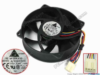 77842 Delta Electronics AFB0912VH Server - Round Fan -4J02, dia95x95x25, w150x4x4, 12V 0.60A Delta Electronics AFB0912VH Server - Round Fan 