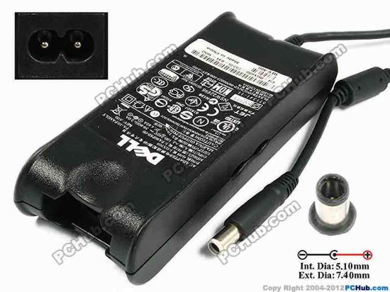 77845 Dell Common Item (Dell) AC Adapter- Laptop 19.5V 4.62A, 7.4/5.0mm With Pin, 2-Prong Dell Common Item (Dell) AC Adapter- Laptop <span class="span11" id="ctl00_ContentPlaceHolder1_ItemDesc1_lblItemDescription">
<div>PA-10 Family<br />
Dell P/N: 0GX808, GX808<font><br />
<br />
</font></div>
<div>INPUT: AC 100-240V~ 2.0A, 50-60Hz<br />
OUTPUT: DC 19.5V 4.62A 90W</div>
<div>Connector size: Int. Diameter: 5.10mm 
<div>                       Ext. Diameter: 7.40mm<br />
                       (Pin in the middle) <br />
<br />
Dimensions:  135 x 60 x 32 mm<br />
<br />
*Please take note, 2 wire AC <a shape="rect" href="http://www.pchub.com/uph/category/356/Power-Core.html">power cord</a> not included.<br />
</div></div></span>
