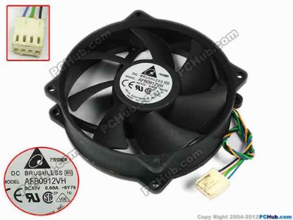 77855 Delta Electronics AFB0912VH Server - Round Fan -6Y76, dia95x95x25, w125x4x4, 12V 0.60A Delta Electronics AFB0912VH Server - Round Fan 