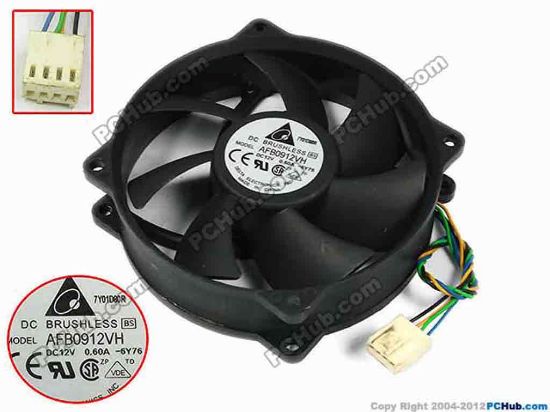 77855 Delta Electronics AFB0912VH Server - Round Fan -6Y76, dia95x95x25, w125x4x4, 12V 0.60A Delta Electronics AFB0912VH Server - Round Fan 