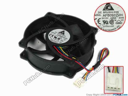 77857 Delta Electronics AFB0912VH Server - Round Fan -6H40, dia95x95x25, w150x4x4, 12V 0.6A Delta Electronics AFB0912VH Server - Round Fan 
