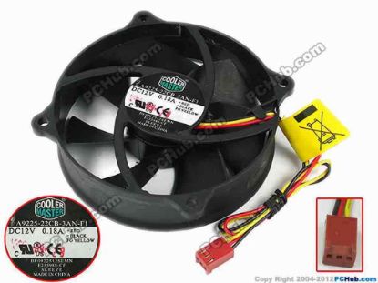 77867 Cooler Master A9225-22CB-3AN-F1 Server - Round Fan dia95x95x25, w205x3x3, 12V 0.18A Cooler Master A9225-22CB-3AN-F1 Server - Round Fan 