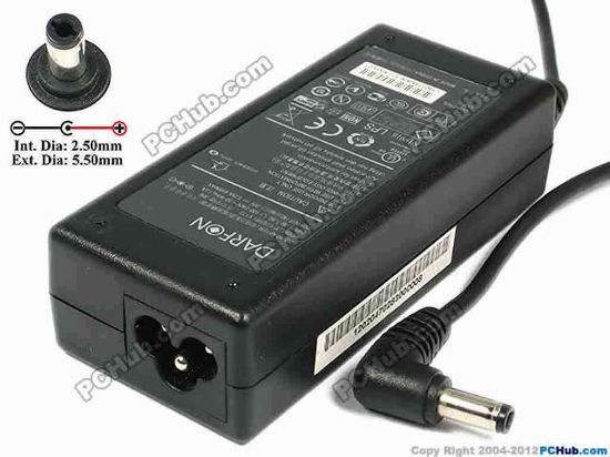 77873 Other Brands DARFON AC Adapter- Laptop 20V 3.25A, 5.5/2.5mm, 3-Prong Other Brands DARFON AC Adapter- Laptop <div style="border-width: 0px; padding: 2px; font-size: 10pt;">
<div>In stock now ready to ship in 24 hours.&nbsp;</div>
<div><br />
</div>
<div>Model: V173</div>
<div><br />
</div>
<div>INPUT: 100-240V~1.5A, 50-60Hz&nbsp;</div>
<div>OUTPUT: 20V 3.25A 65W</div>
<div>Connecter size: Int. Diameter: 2.50mm&nbsp;</div>
<div>Ext. Diameter: 5.50mm</div>
<div><br />
</div>
<div><br />
</div>
<div>Dimensions: 105 X 47 X 28 mm</div>
<div><br />
</div>
<div>*Please take note, 3 wire AC power cord not included.</div></div>