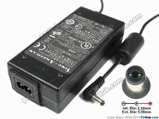 77875 Sino American SA165E-24U-L AC Adapter- Laptop 24V 2.5A, 2.1/5.5mm, 2-Prong Sino American SA165E-24U-L AC Adapter- Laptop 