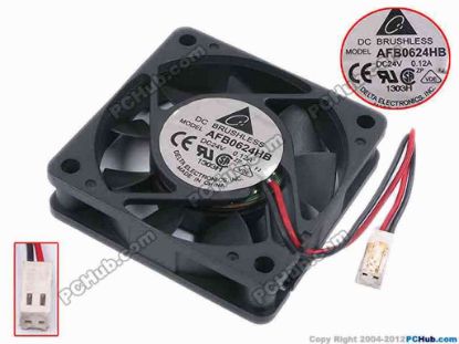 77890 Delta Electronics AFB0624HB Server - Square Fan sq60x60x15, w80x2x2, 24V 0.12A Delta Electronics AFB0624HB Server - Square Fan 