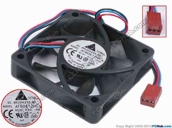 77901 Delta Electronics AFB0612HC Server - Square Fan -F00, sq60x60x13, w200x3x3, 12V 0.21A Delta Electronics AFB0612HC Server - Square Fan 