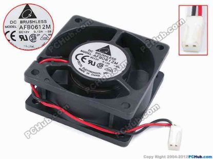 77904 Delta Electronics AFB0612M Server - Square Fan -SB, sq60x60x25, w100x2x2, 12V 0.12A Delta Electronics AFB0612M Server - Square Fan 