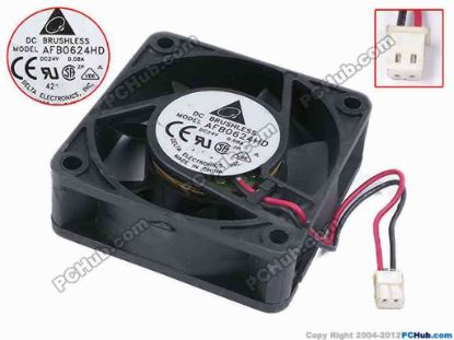 77910 Delta Electronics AFB0624HD Server - Square Fan sq60x60x20, w80x2x2, 24V 0.08A Delta Electronics AFB0624HD Server - Square Fan 