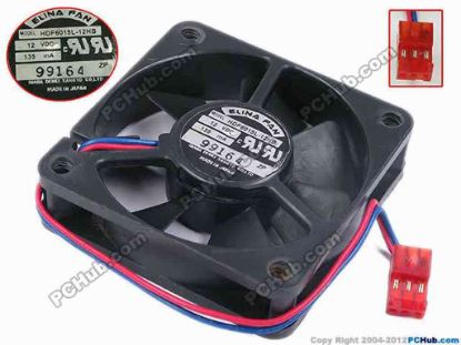 77939 ELINA FAN HDF6015L-12HB Server - Square Fan sq60x60x15, w125x2x2, 12V 0.135A ELINA FAN HDF6015L-12HB Server - Square Fan 