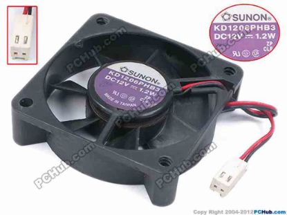 77949 SUNON KD1206PHB3 Server - Square Fan sq60x60x15, w100x2x2, 12V 1.2W SUNON KD1206PHB3 Server - Square Fan 