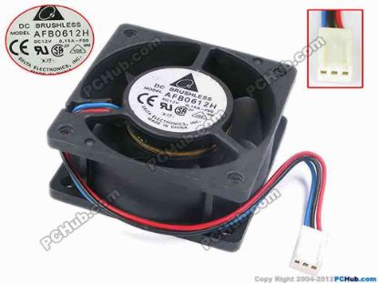 77950 Delta Electronics AFB0612H Server - Square Fan -F00, sq60x60x25, w130x3x3, 12V 0.15A Delta Electronics AFB0612H Server - Square Fan 