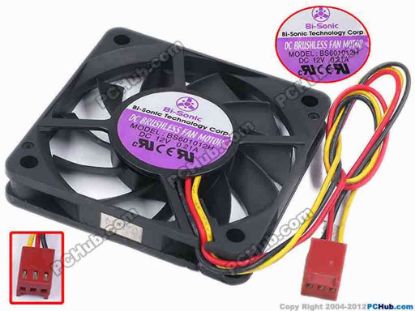 77962 Bi-Sonic BS601012H Server - Square Fan sq60x60x10, w210x3x3, 12V 0.21A Bi-Sonic BS601012H Server - Square Fan 