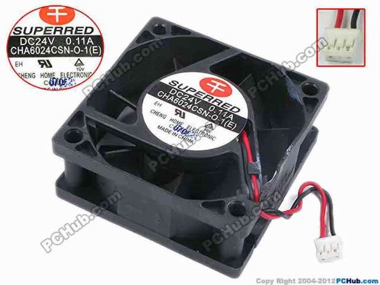77972 Superred CHA6024CSN-O-1 Server - Square Fan E, sq60x60x25, w60x2x3, 24V 0.11A Superred CHA6024CSN-O-1 Server - Square Fan 