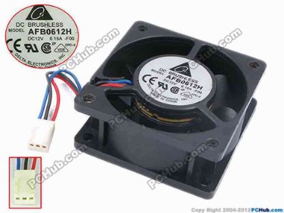 78004 Delta Electronics AFB0612H Server - Square Fan -F00, sq60x60x25, w70x3x3, 12V 0.15A Delta Electronics AFB0612H Server - Square Fan 