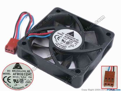 78012 Delta Electronics AFB0612HC Server - Square Fan F00, sq60x60x15, w85x3x3, 12V 0.21A Delta Electronics AFB0612HC Server - Square Fan 