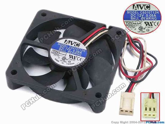 78026 AVC C6010T12H Server - Square Fan sq60x60x10, w155x3x3, 12V 0.08A AVC C6010T12H Server - Square Fan 