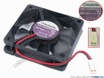 78044 SUNON KD1206PHS2 Server - Square Fan MS, sq60x60x15, w90x2x2, 12V 1.1W SUNON KD1206PHS2 Server - Square Fan 
