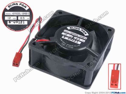 78056 ELINA FAN HDF6025L-12MBB-0 Server - Square Fan sq60x60x25, w105x2x2, 12V 0.065A ELINA FAN HDF6025L-12MBB-0 Server - Square Fan 