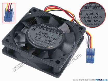 78091 Panasonic FBA06T12M Server - Square Fan -CX, sq60x60x15, w190x3x3, 12V 0.19A Panasonic FBA06T12M Server - Square Fan 