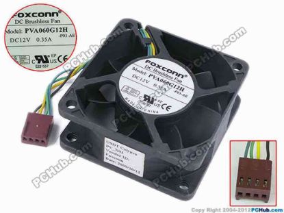 78105 Foxconn PVA060G12H Server - Square Fan -P03-AE, sq60x60x25, w65x4x4, 12V 0.35A Foxconn PVA060G12H Server - Square Fan 