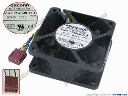 78108 Foxconn PVA060G12H Server - Square Fan -P02-AE, sq60x60x25, w55x4x4, 12V 0.35A Foxconn PVA060G12H Server - Square Fan