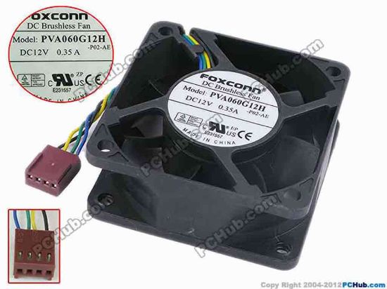 78108 Foxconn PVA060G12H Server - Square Fan -P02-AE, sq60x60x25, w55x4x4, 12V 0.35A Foxconn PVA060G12H Server - Square Fan