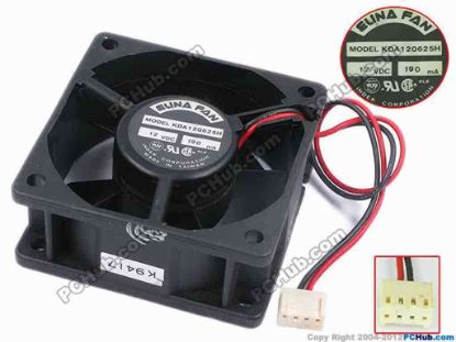 78112 ELINA FAN KDA120625H Server - Square Fan sq60x60x25, w150x2x4, 12V 190mA ELINA FAN KDA120625H Server - Square Fan 