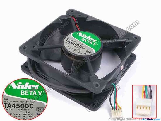 78128 Nidec B34262-34 Server - Square Fan CQ3, P/N:241761-003, sq120x38, w250x4x5, 12V 0.8A Nidec B34262-34 Server - Square Fan 