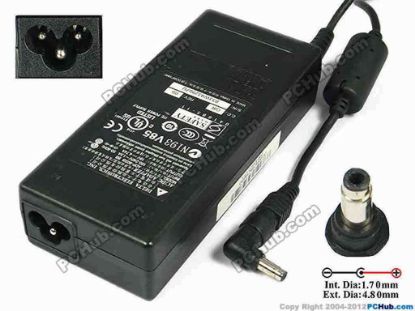 78144 Delta Electronics ADP-90SB BB AC Adapter- Laptop 19V 4.74A, 4.8/1.7mm, 3-Prong Delta Electronics ADP-90SB BB AC Adapter- Laptop <div>In stock now ready to ship in 24 hours.&nbsp;</div>
<div><br />
</div>
<div>Model: ADP-90SB BB</div>
<div><br />
</div>
<div>INPUT: 100-240V~1.5A, 50-60Hz&nbsp;</div>
<div>OUTPUT: 19V 4.74A 90W</div>
<div>Connecter size: Int. Diameter: 1.70mm&nbsp;</div>
<div>Ext. Diameter: 4.80mm</div>
<div><br />
</div>
<div><br />
</div>
<div>Dimensions: 133 X 57 X 31 mm</div>
<div><br />
</div>
<div>*Please take note, 3 wire AC power cord not included.</div>