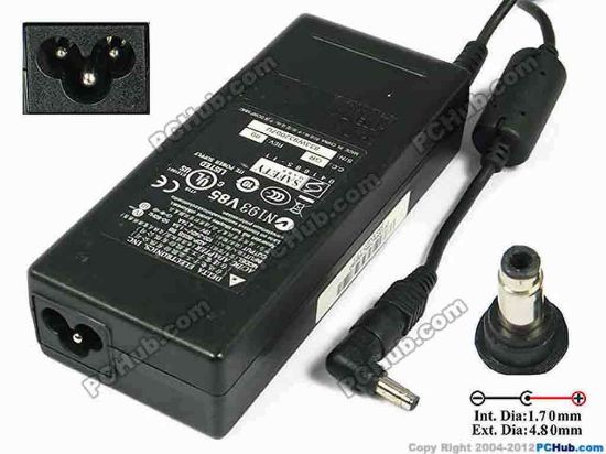 78144 Delta Electronics ADP-90SB BB AC Adapter- Laptop 19V 4.74A, 4.8/1.7mm, 3-Prong Delta Electronics ADP-90SB BB AC Adapter- Laptop <div>In stock now ready to ship in 24 hours.&nbsp;</div>
<div><br />
</div>
<div>Model: ADP-90SB BB</div>
<div><br />
</div>
<div>INPUT: 100-240V~1.5A, 50-60Hz&nbsp;</div>
<div>OUTPUT: 19V 4.74A 90W</div>
<div>Connecter size: Int. Diameter: 1.70mm&nbsp;</div>
<div>Ext. Diameter: 4.80mm</div>
<div><br />
</div>
<div><br />
</div>
<div>Dimensions: 133 X 57 X 31 mm</div>
<div><br />
</div>
<div>*Please take note, 3 wire AC power cord not included.</div>