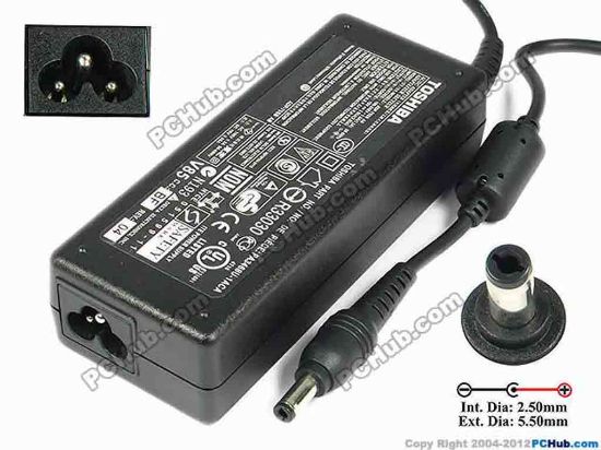 78146 Toshiba Common Item (Toshiba) AC Adapter- Laptop 19V 3.95A, 5.5/2.5mm, 3-Prong Toshiba Common Item (Toshiba) AC Adapter- Laptop <b>»In stock now ready to ship in 24 hours</b>. 
<p><span class="span11" id="ctl00_ContentPlaceHolder1_ItemDesc1_Label19"></span></p><span class="span11" id="ctl00_ContentPlaceHolder1_ItemDesc1_lblItemDescription">
<p><span id="ctl00_ContentPlaceHolder1_ItemDesc1_lblItemDescription">AC Adapter Model: ADP-75SB AB</span></p>
<p><strong><em>Delta Electronics Model</em></strong>: ADP-75SB AB<br />
Compatible Toshiba P/N:&nbsp;PA3468U-1ACA</p>
<p>Input: 100V-240V~ 1.3A, 50-60Hz<br />
Output: 19V 3.95A 75W<br />
Connecter size: Int. Diameter:  2.50mm    <br />
                       Ext. Diameter:  5.50mm<br />
                       Length          : 11.00mm<br />
</p>
<p>Dimensions: 127 x 51 x 31 mm</p>
<p>**Please take note, 3 wire AC <a shape="rect" href="http://www.pchub.com/uph/category/356/Power-Core.html"><font color="#810081">power cord</font></a> not included.</p></span>