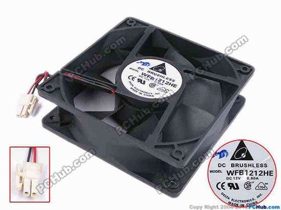 78168 Delta Electronics WFB1212HE Server - Square Fan sq120x120x38, w95x2x2, 12V 0.6A Delta Electronics WFB1212HE Server - Square Fan 